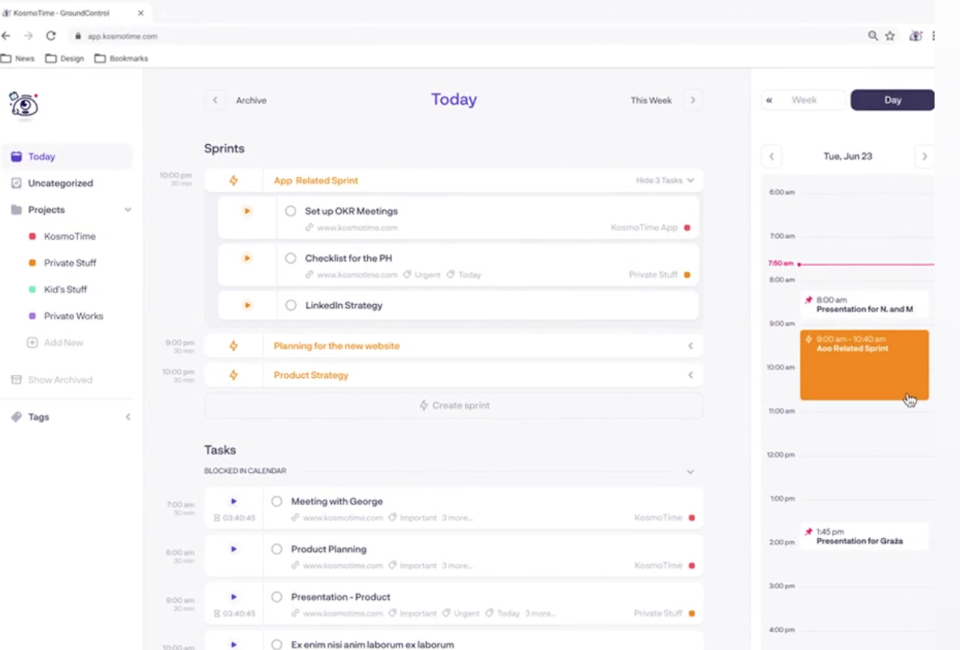 screenshot of KosmoTime