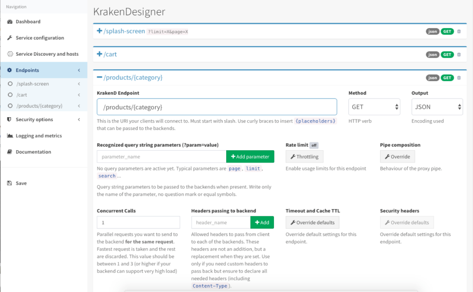 screenshot of KrakenD