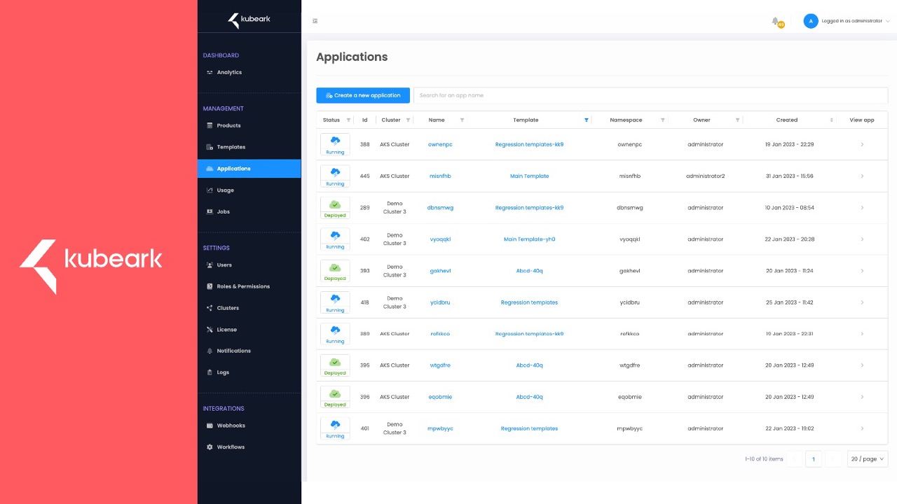 screenshot of Kubeark