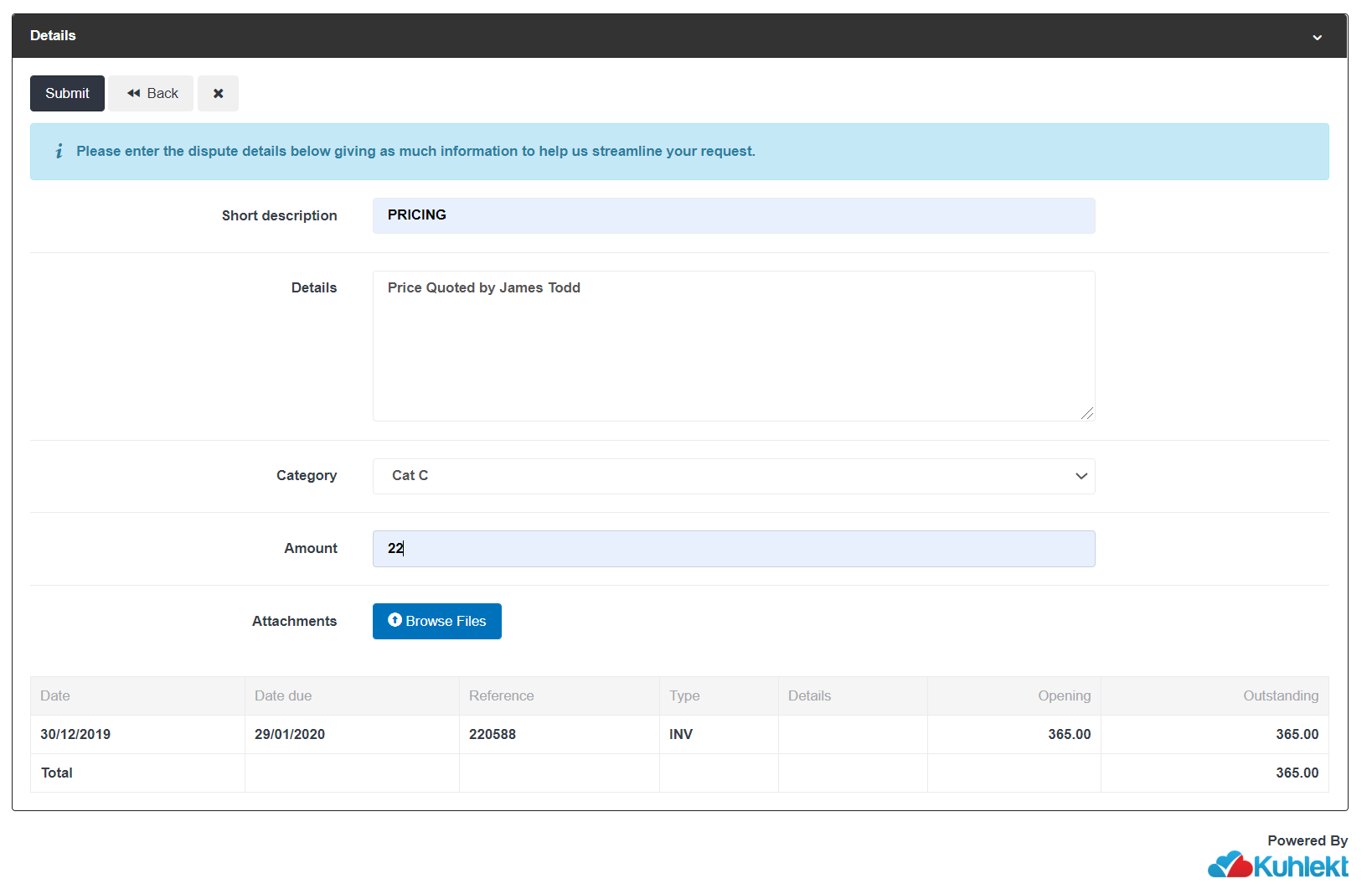 screenshot of Kuhlekt