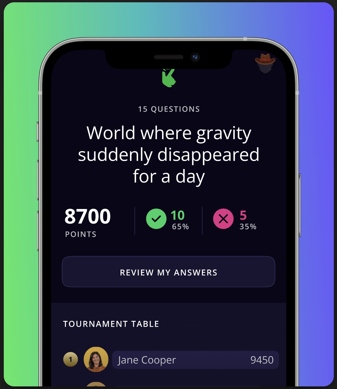 screenshot of Kwizie