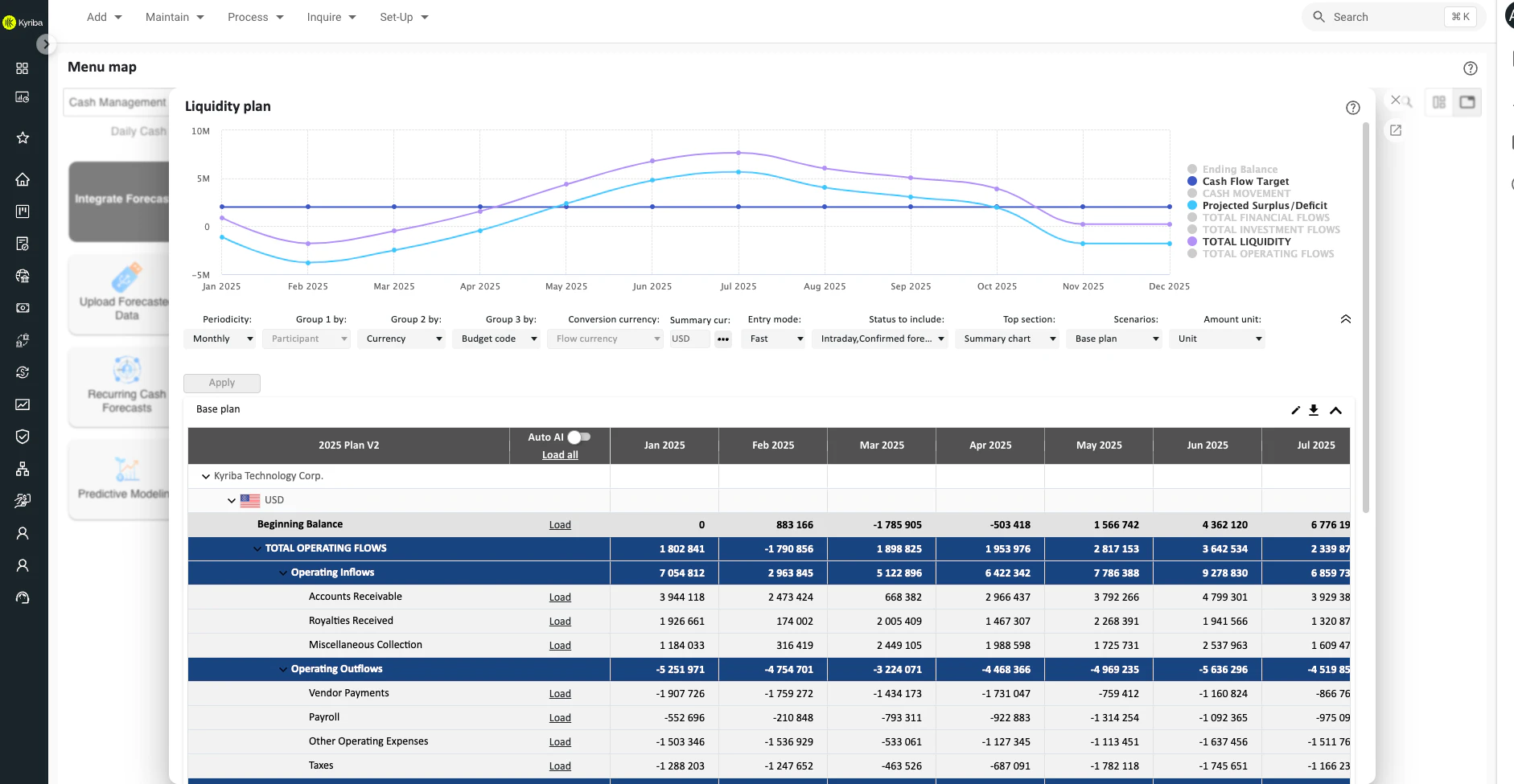 screenshot of Kyriba