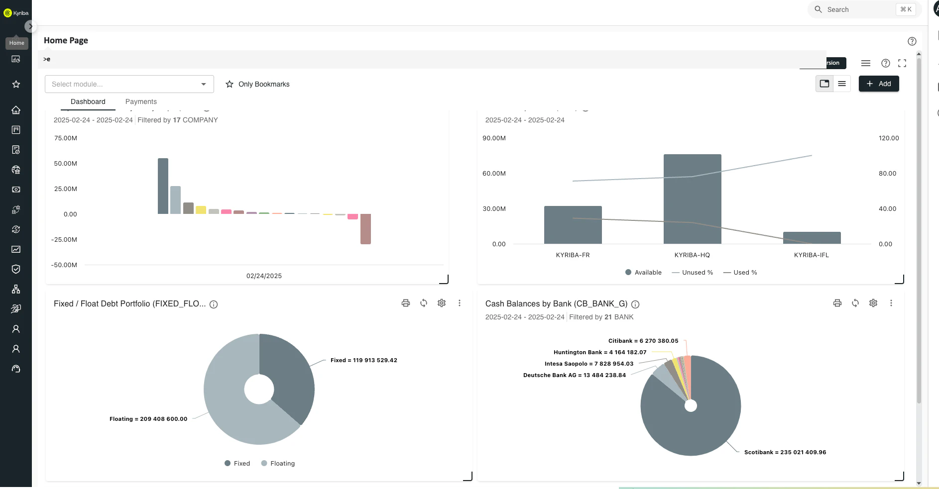 screenshot of Kyriba