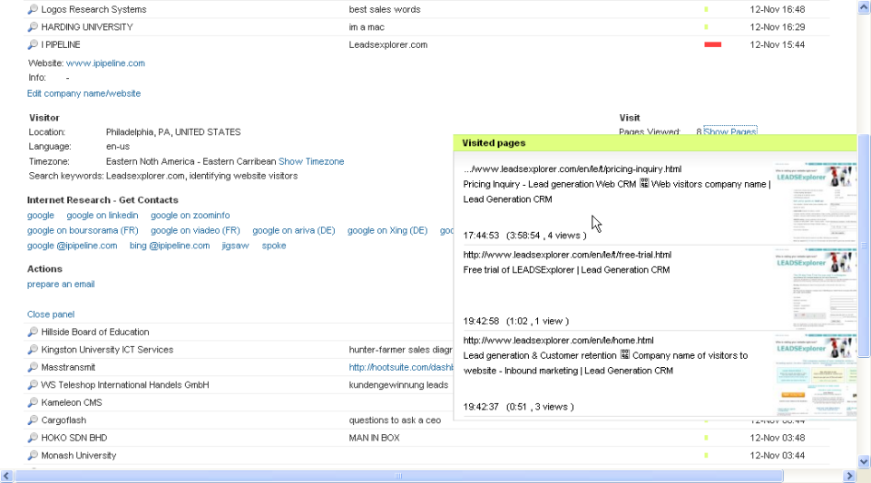 screenshot of LEADSExplorer