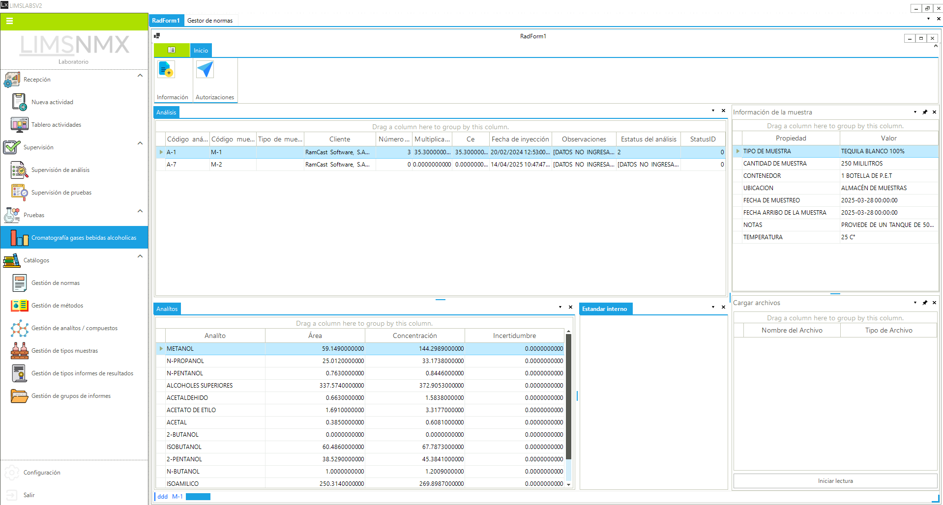 screenshot of LIMSNMX