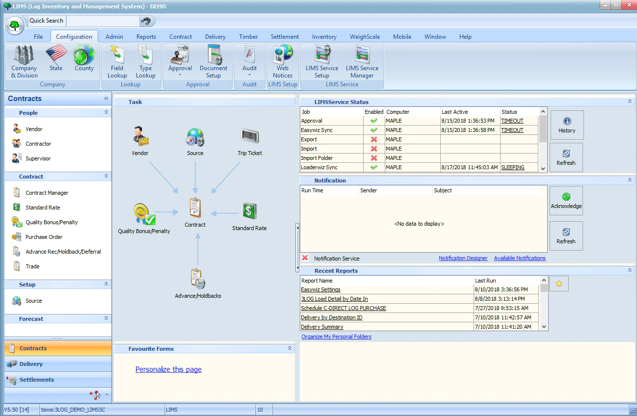 screenshot of LIMS