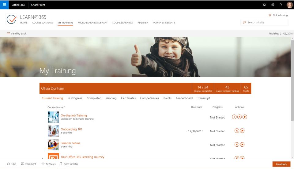 screenshot of LMS365