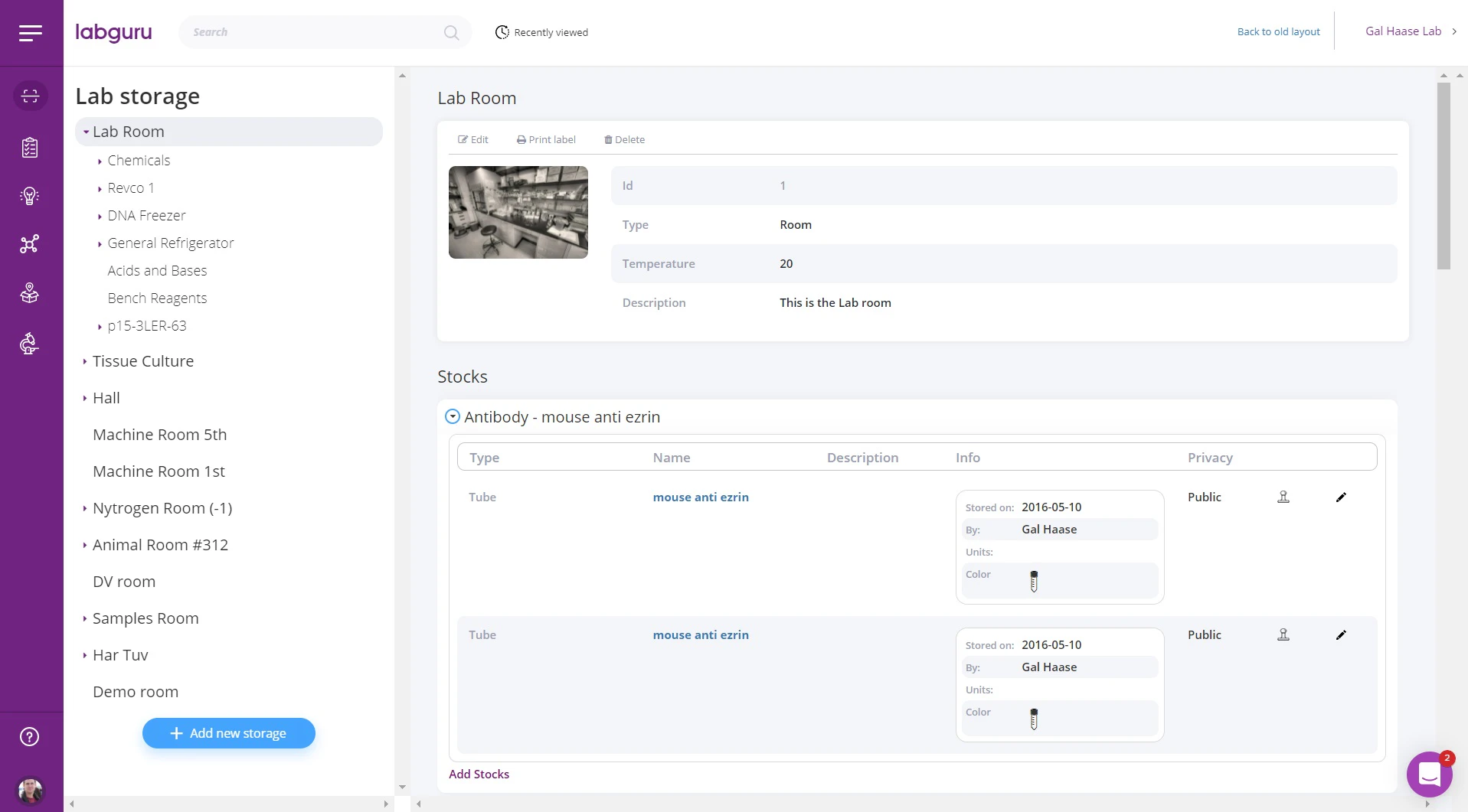 screenshot of Labguru