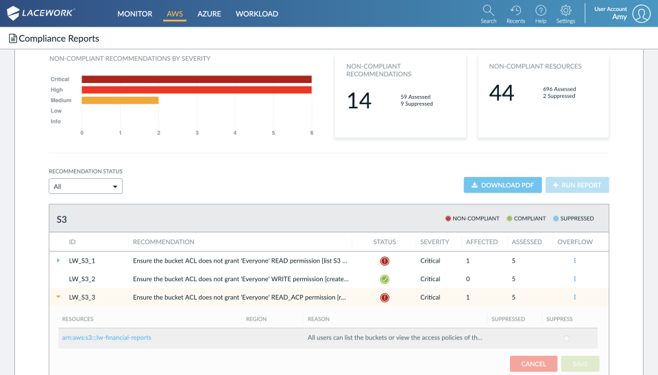 screenshot of Lacework