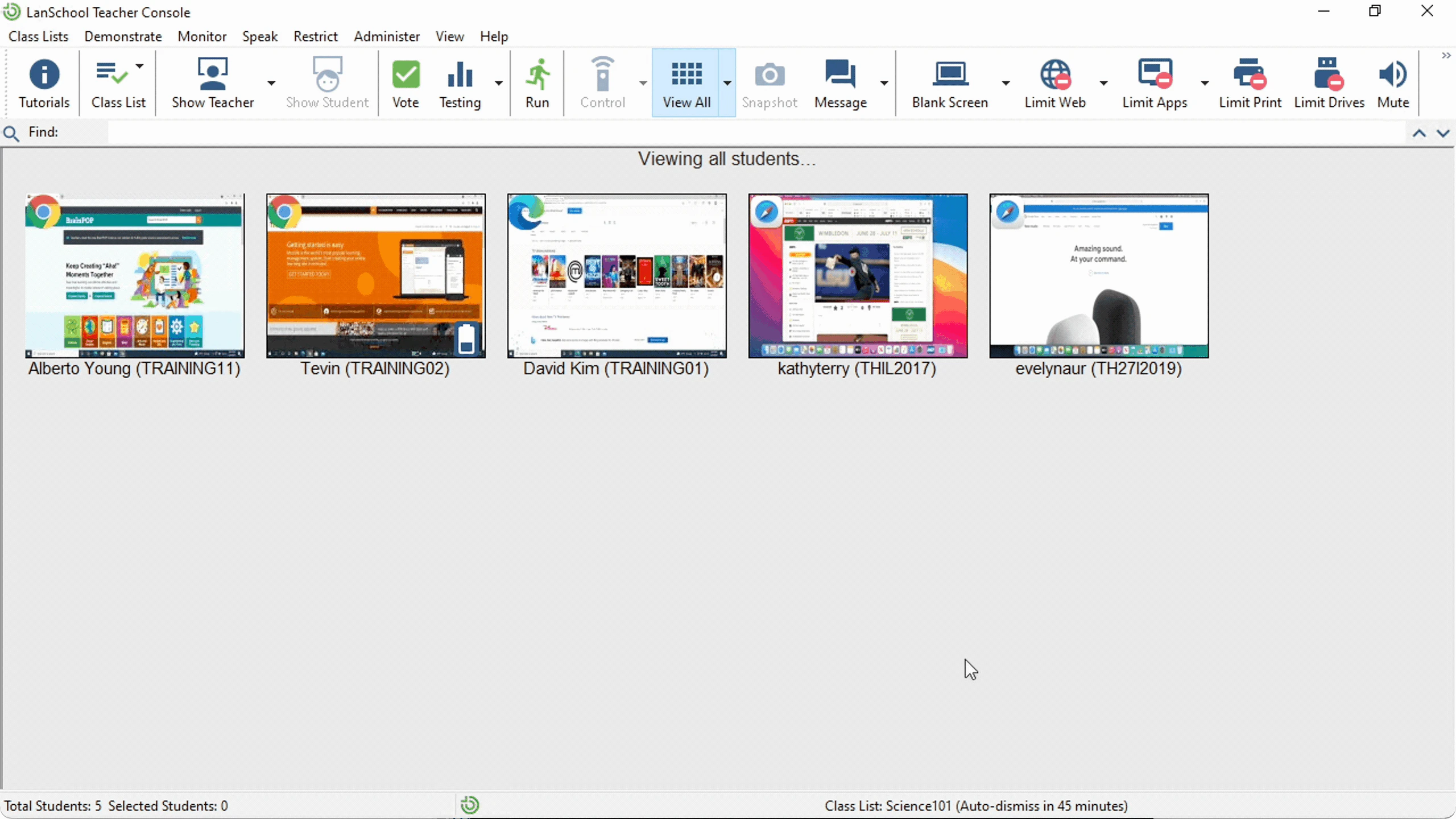 screenshot of LanSchool