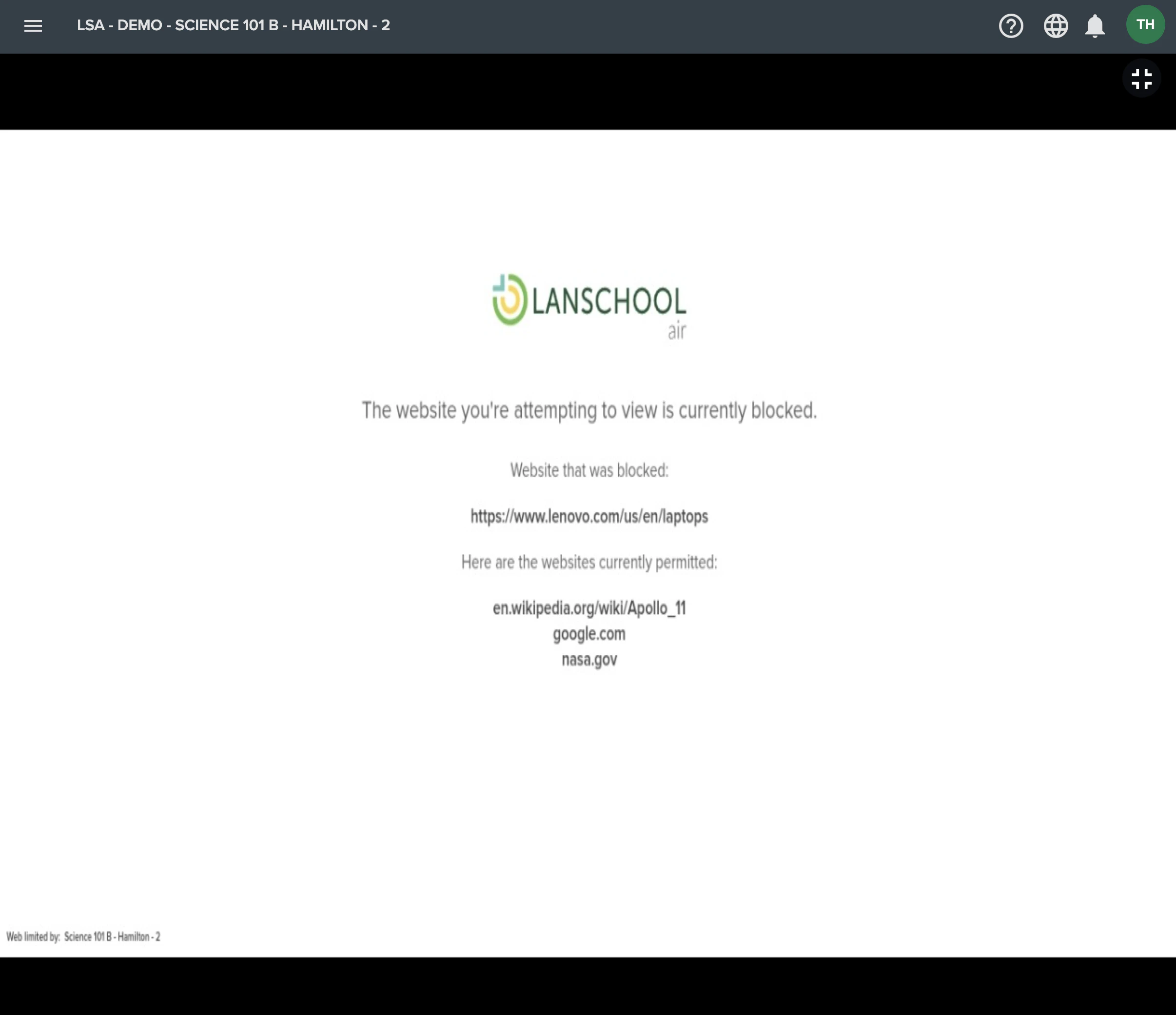 screenshot of LanSchool