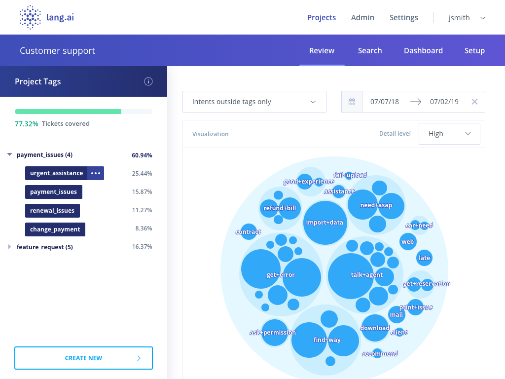 screenshot of Lang.ai