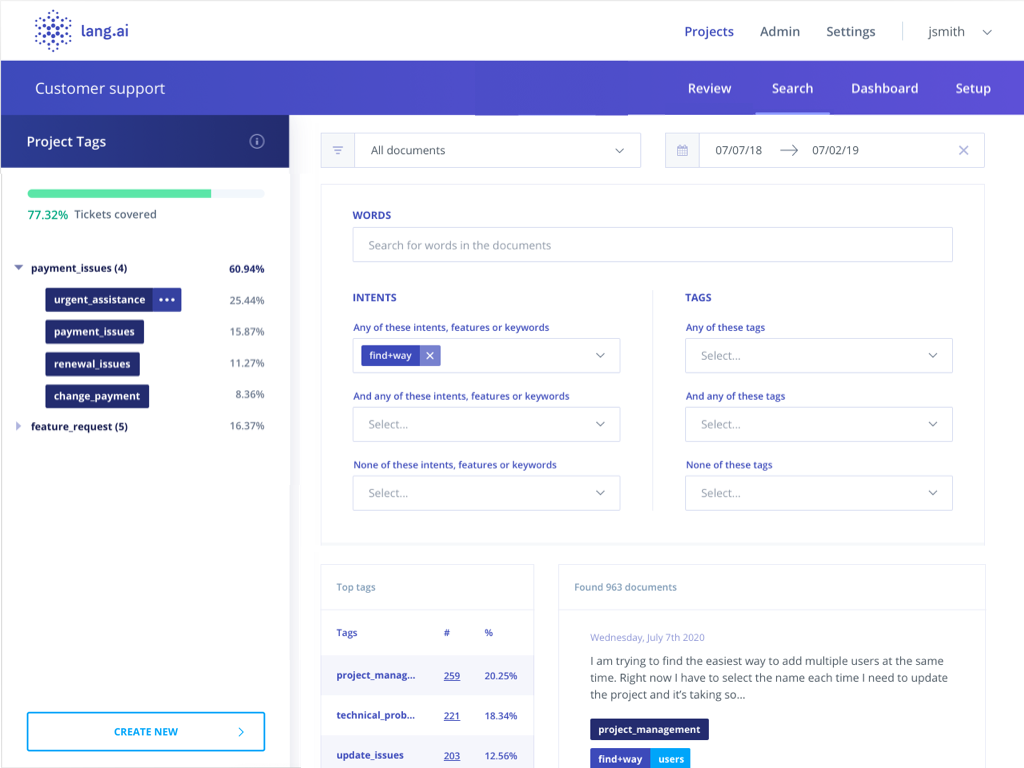 screenshot of Lang.ai