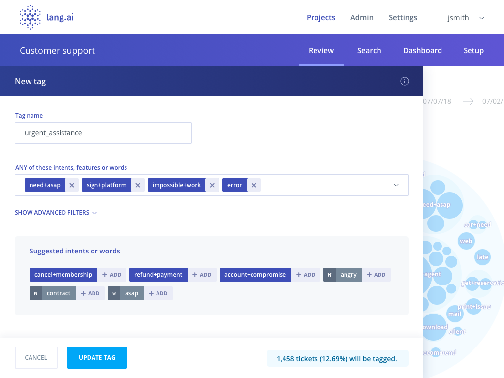 screenshot of Lang.ai