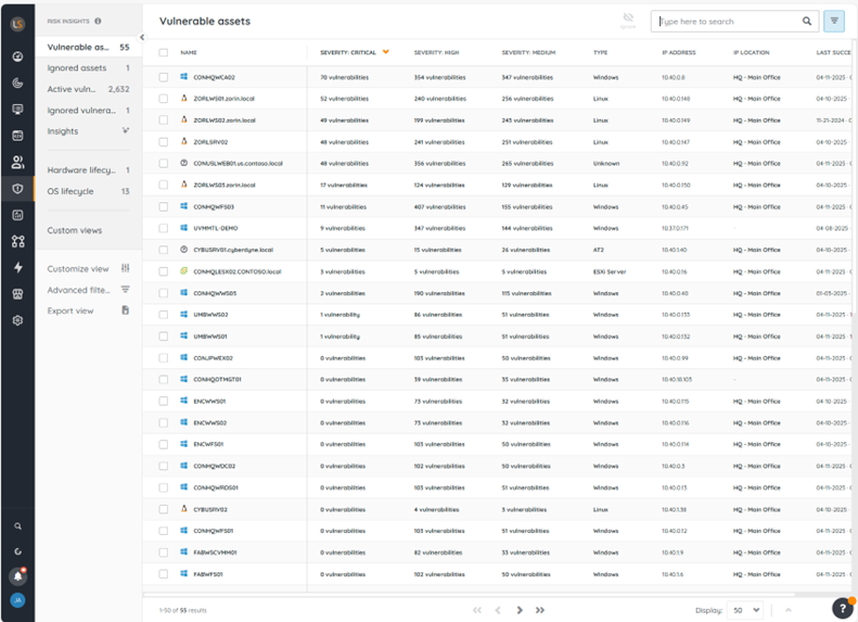 screenshot of Lansweeper