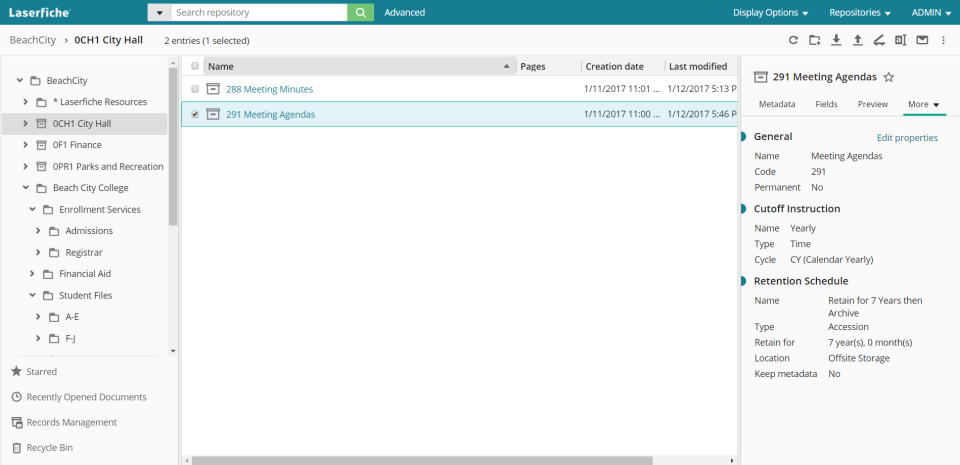 screenshot of Laserfiche
