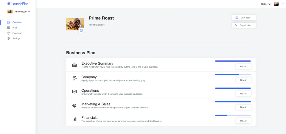 screenshot of LaunchPlan
