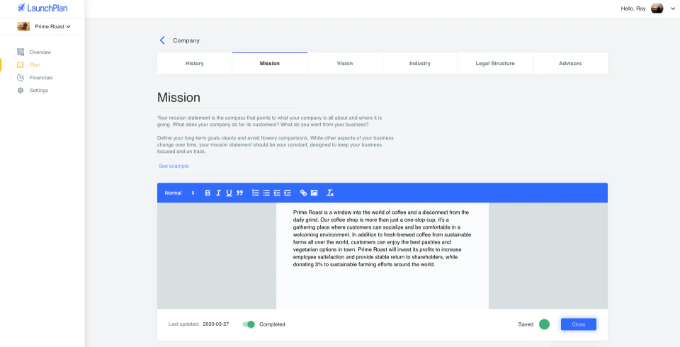 screenshot of LaunchPlan