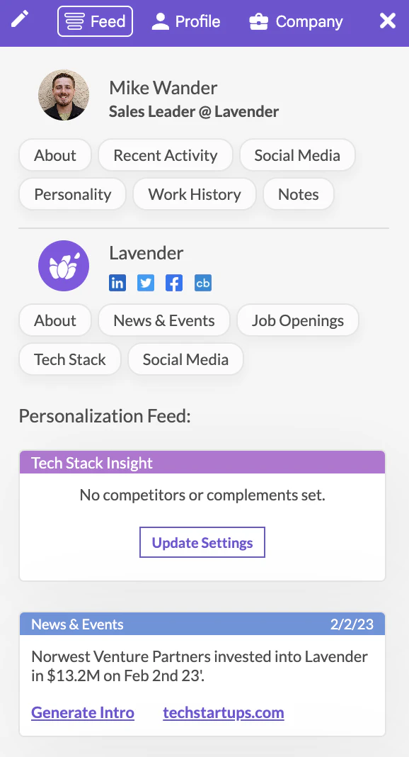 screenshot of Lavender