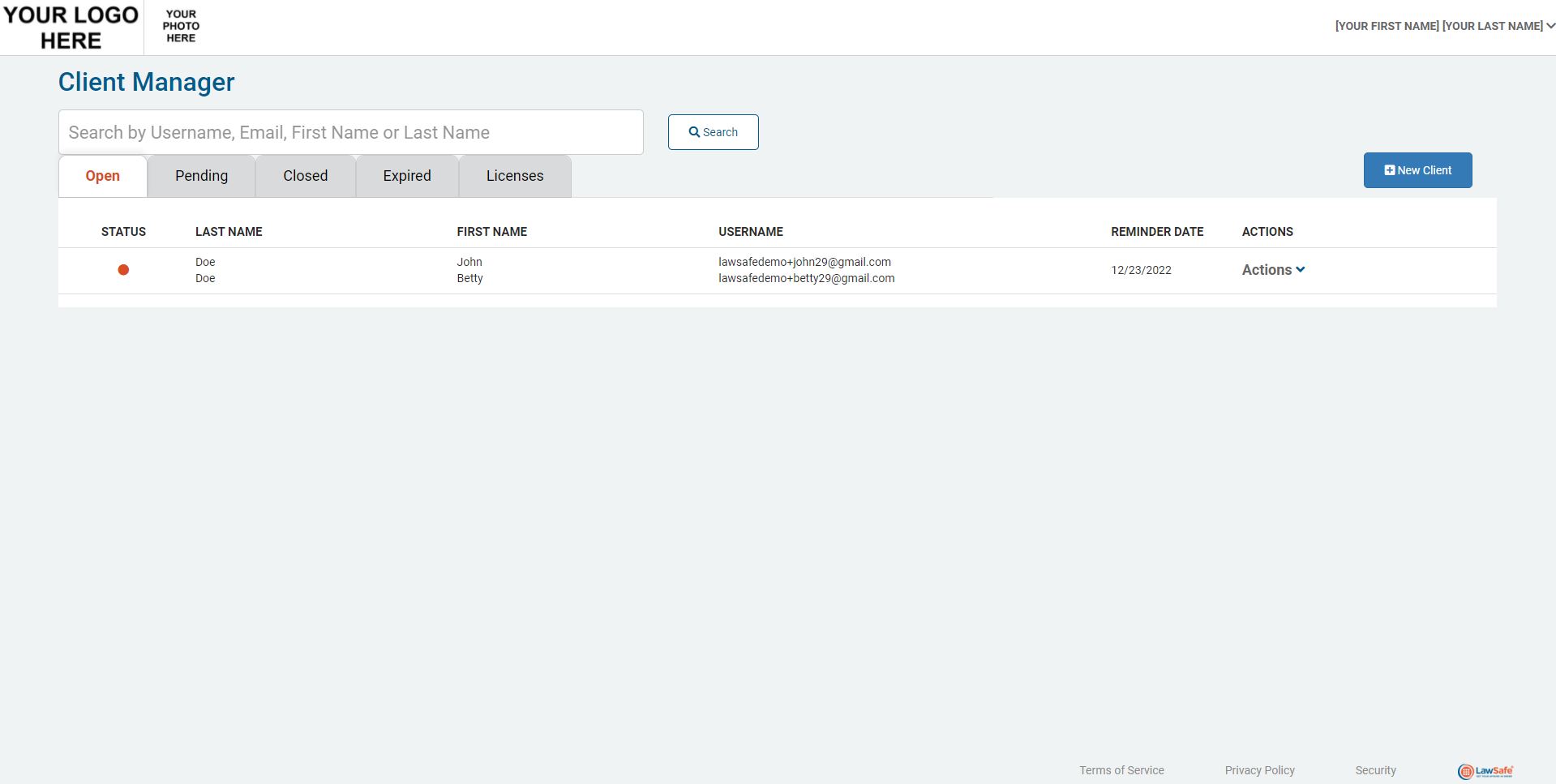screenshot of LawSafe