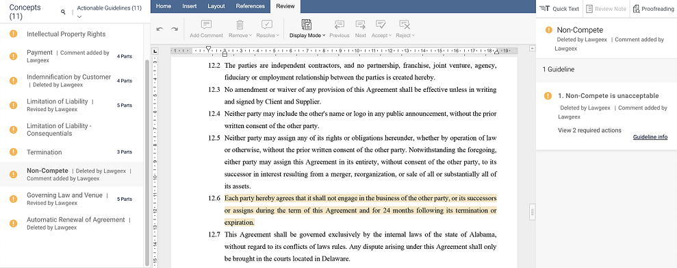 screenshot of Lawgeex