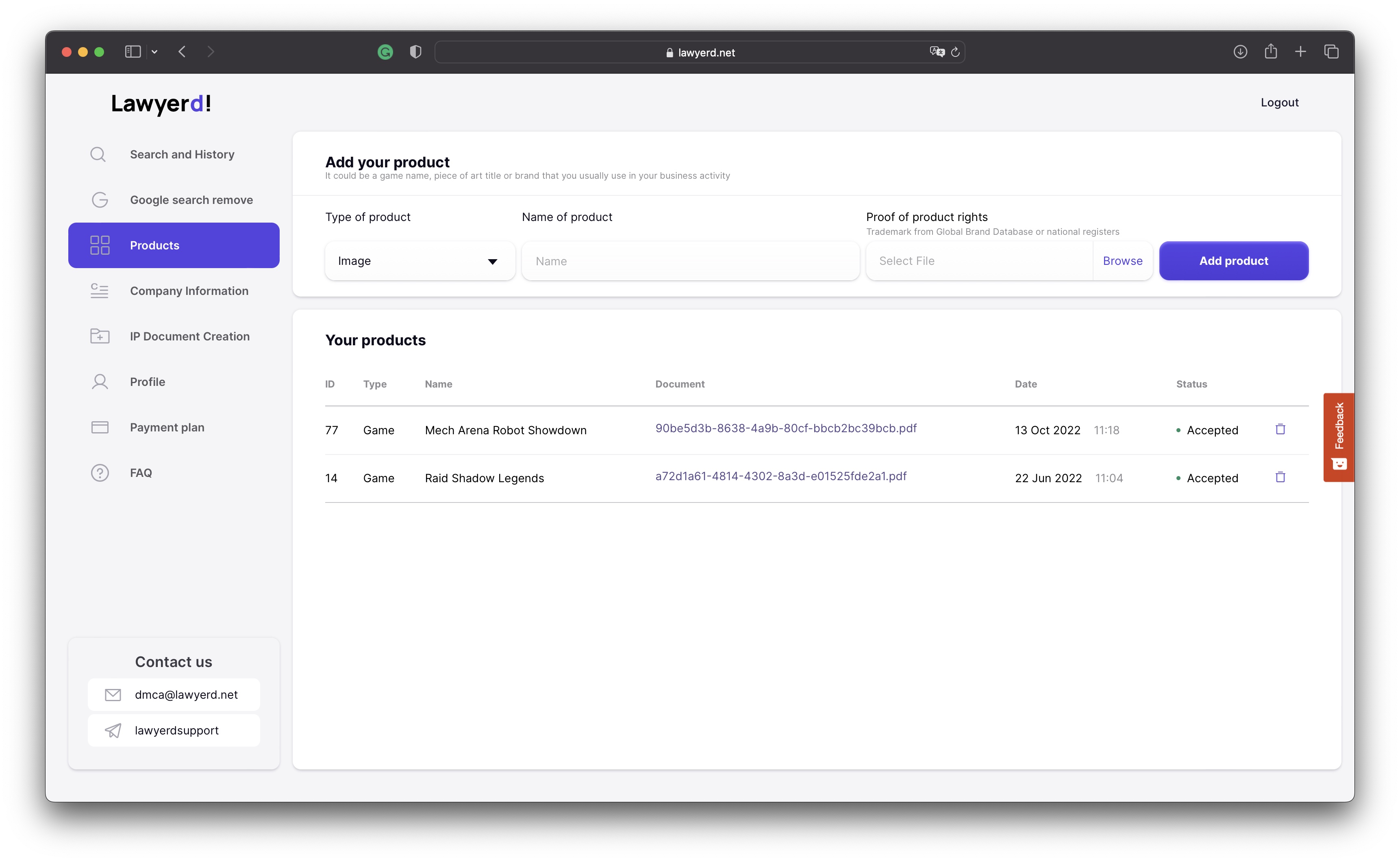 screenshot of Lawyerd