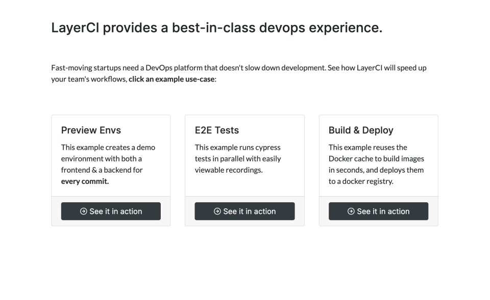 screenshot of LayerCI