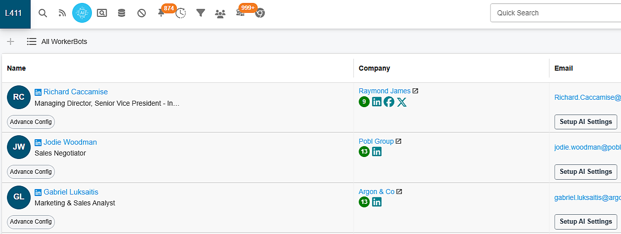 screenshot of Lead411