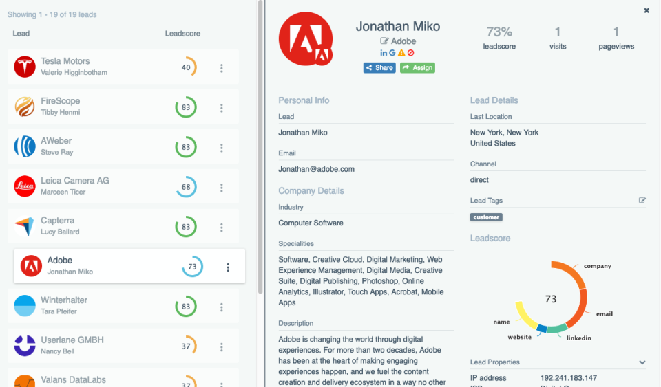 screenshot of LeadBoxer