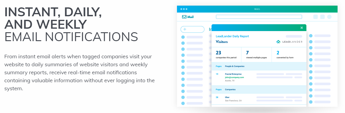 screenshot of LeadLander