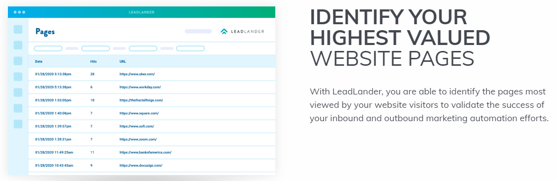 screenshot of LeadLander