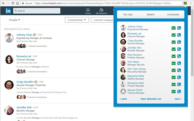 screenshot of LeadLeaper