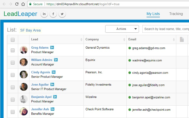 screenshot of LeadLeaper