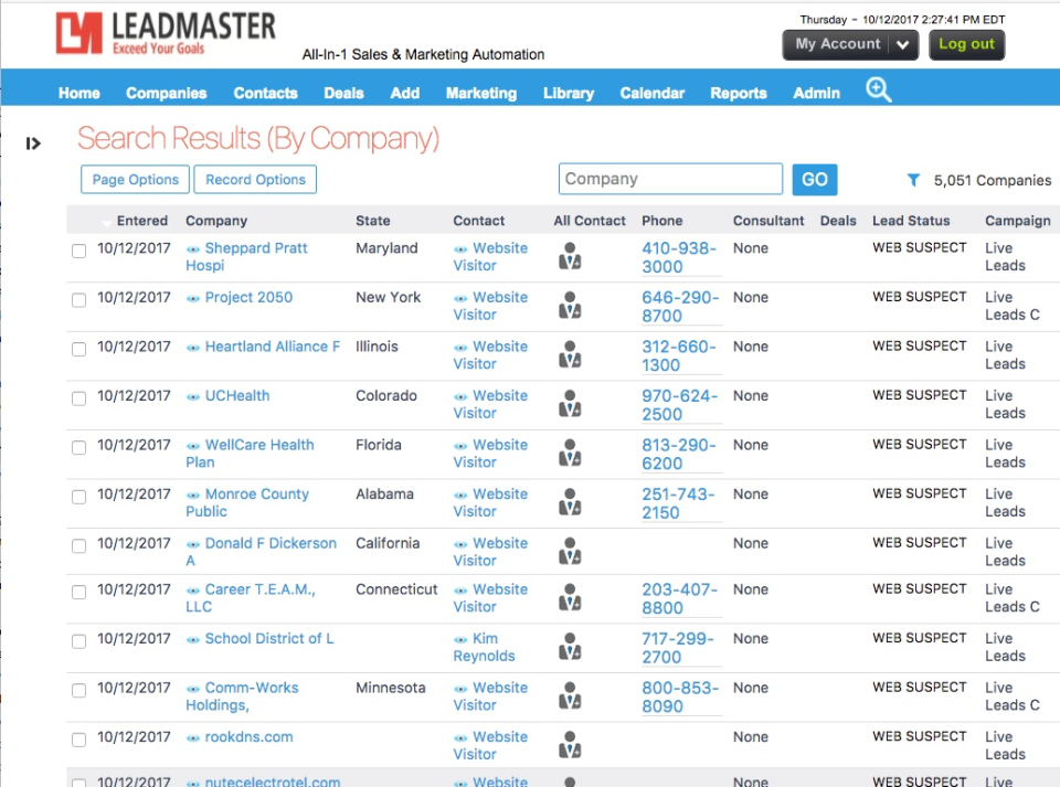 screenshot of LeadMaster