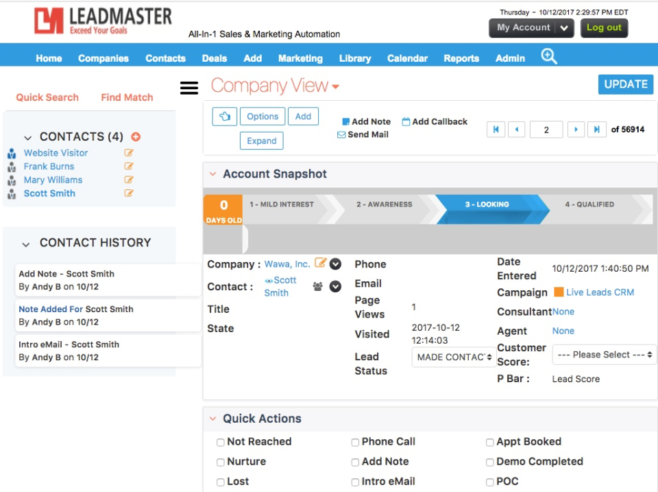 screenshot of LeadMaster