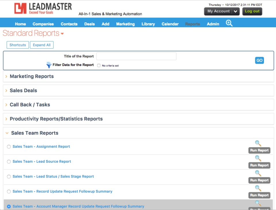 screenshot of LeadMaster