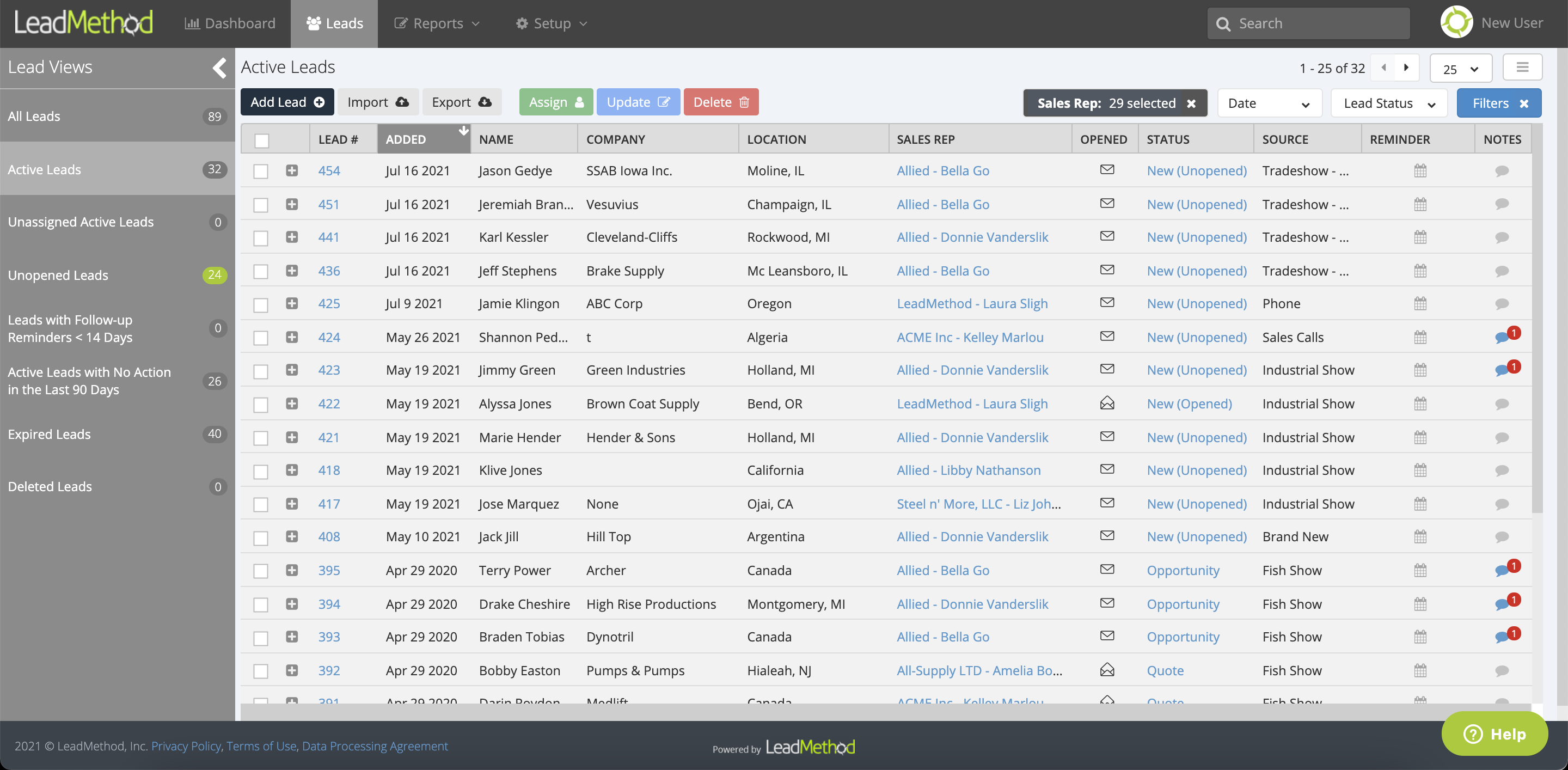 screenshot of LeadMethod