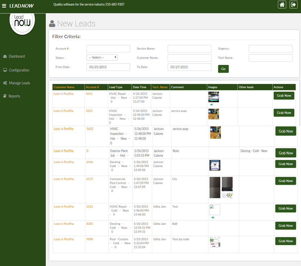 screenshot of LeadNow