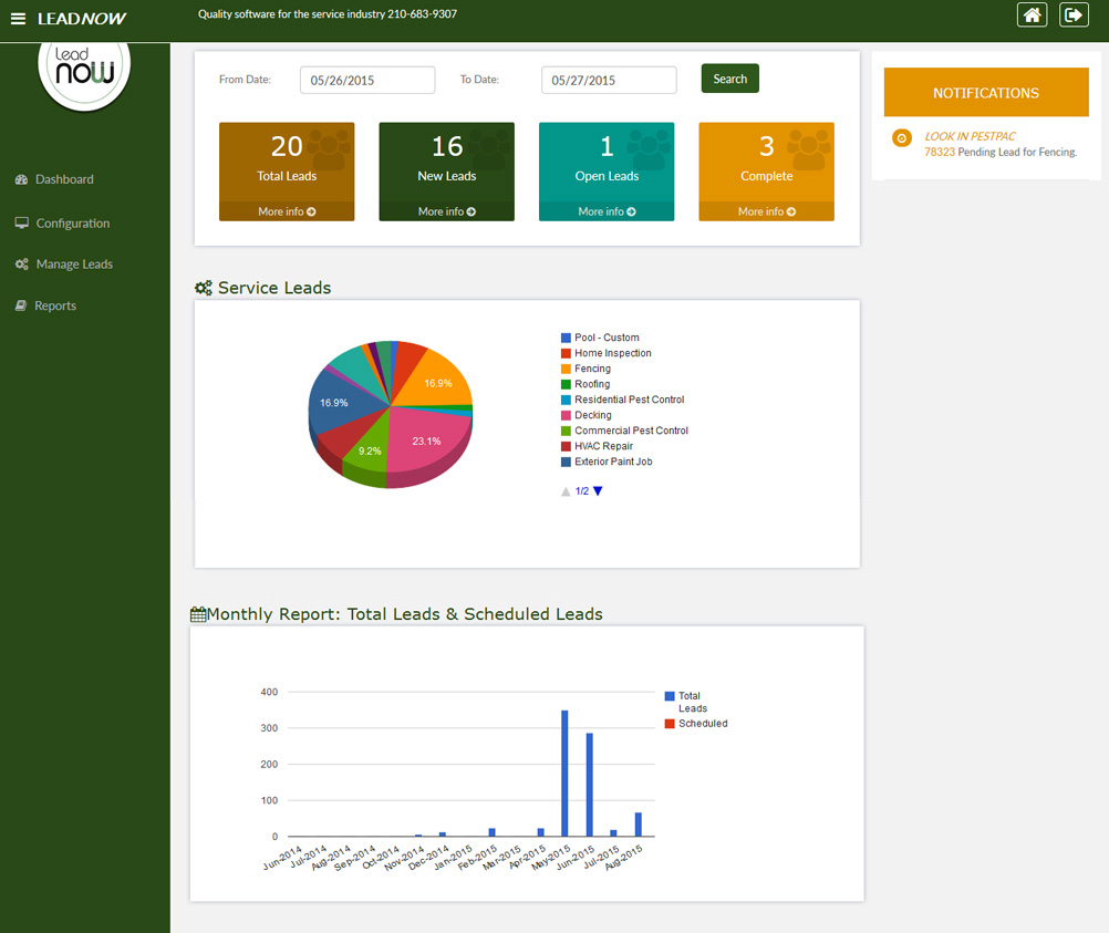 screenshot of LeadNow