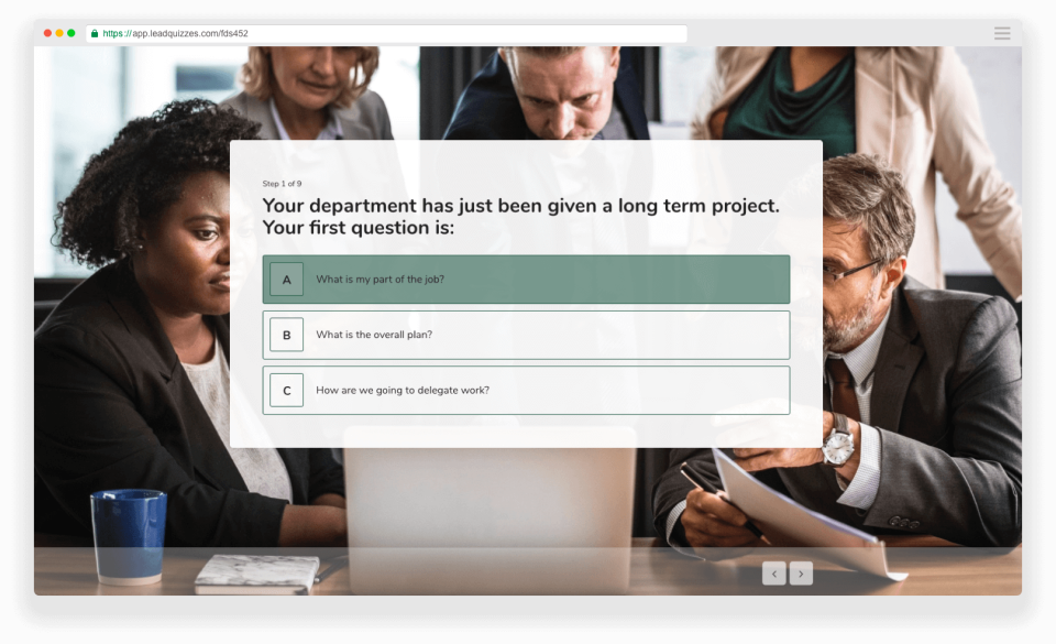 screenshot of LeadQuizzes