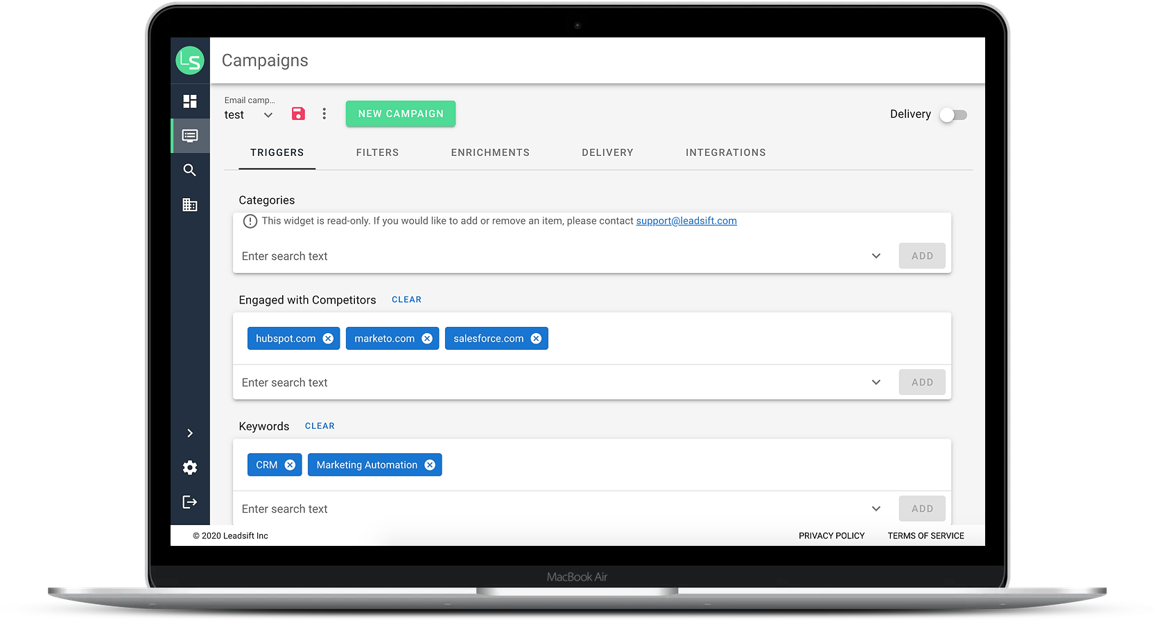screenshot of LeadSift