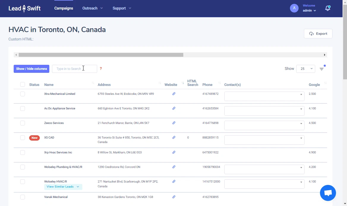 screenshot of LeadSwift