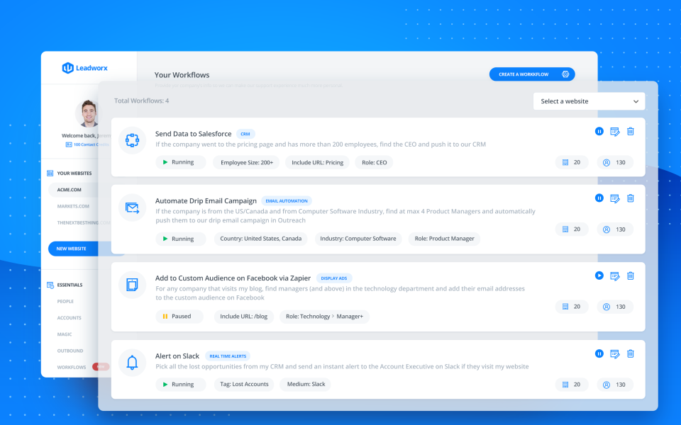 screenshot of LeadWorx