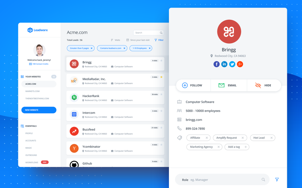 screenshot of LeadWorx
