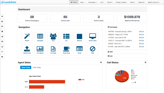 screenshot of LeadsRain