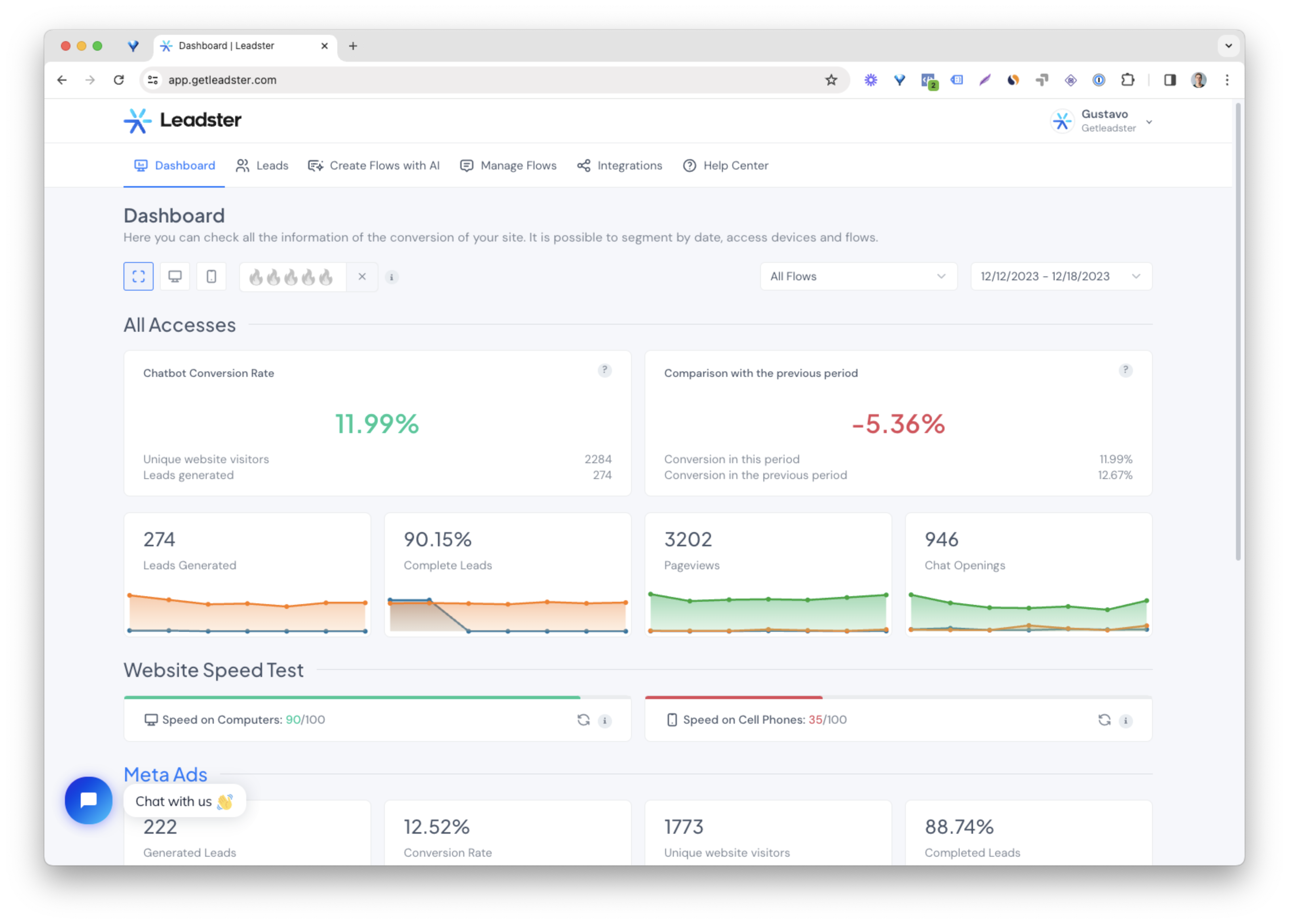 screenshot of Leadster