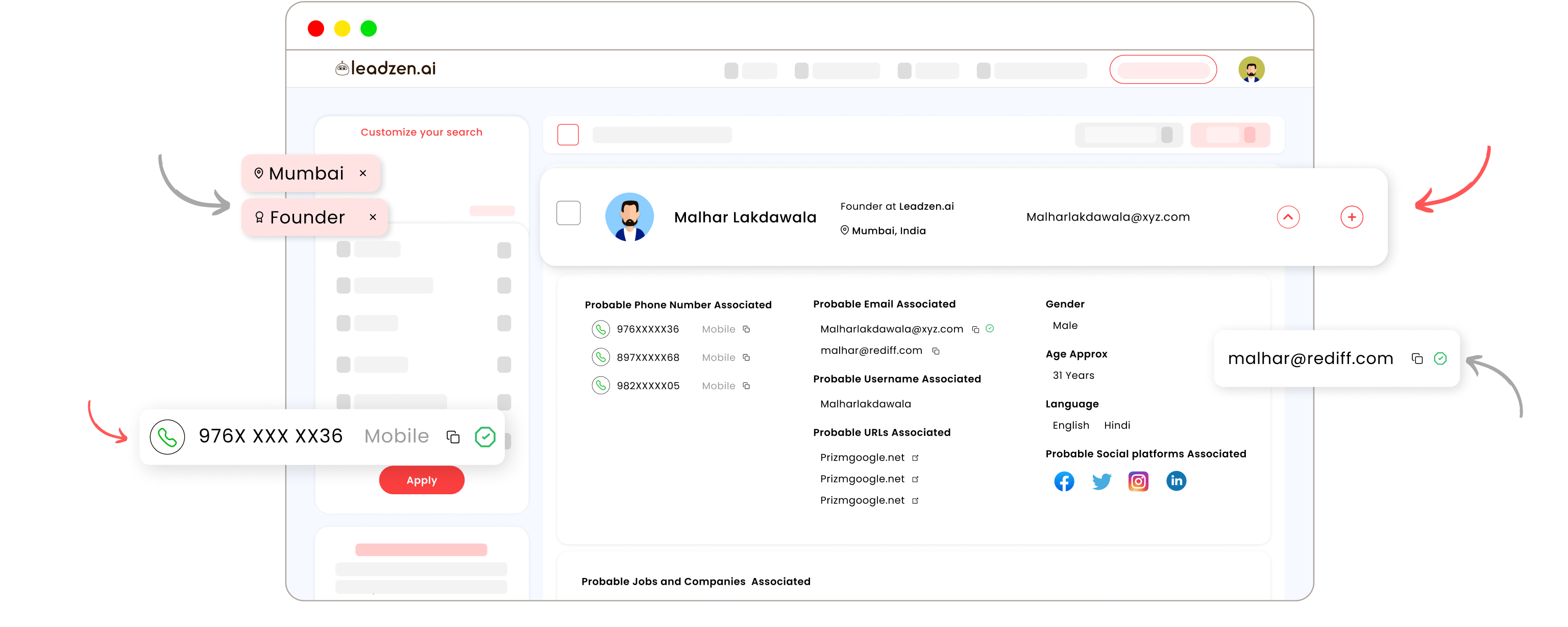 screenshot of Leadzen.ai