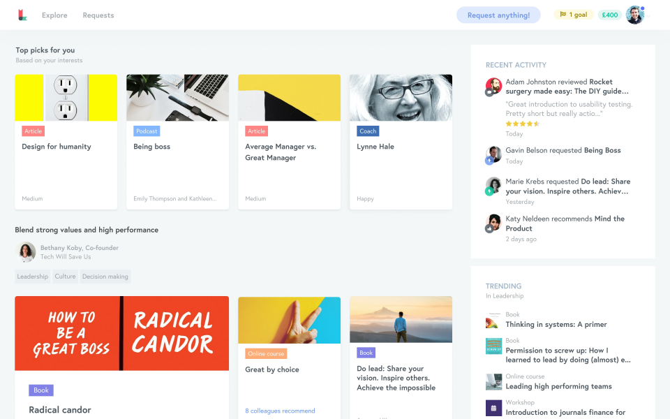 screenshot of Learnerbly