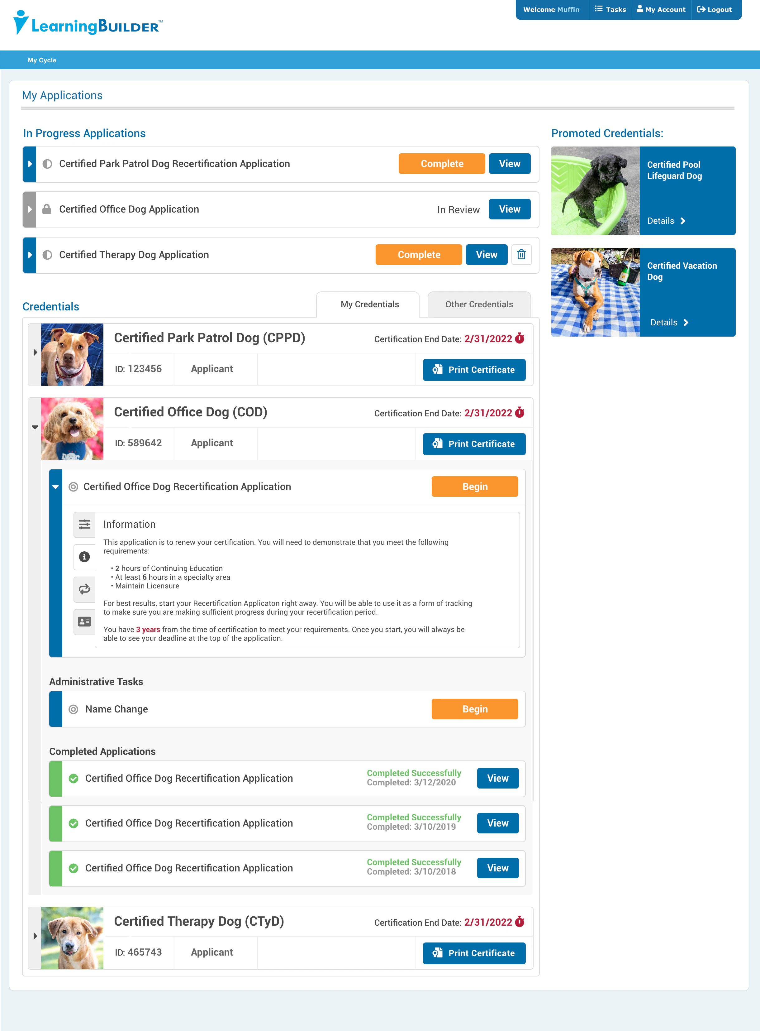 screenshot of LearningBuilder