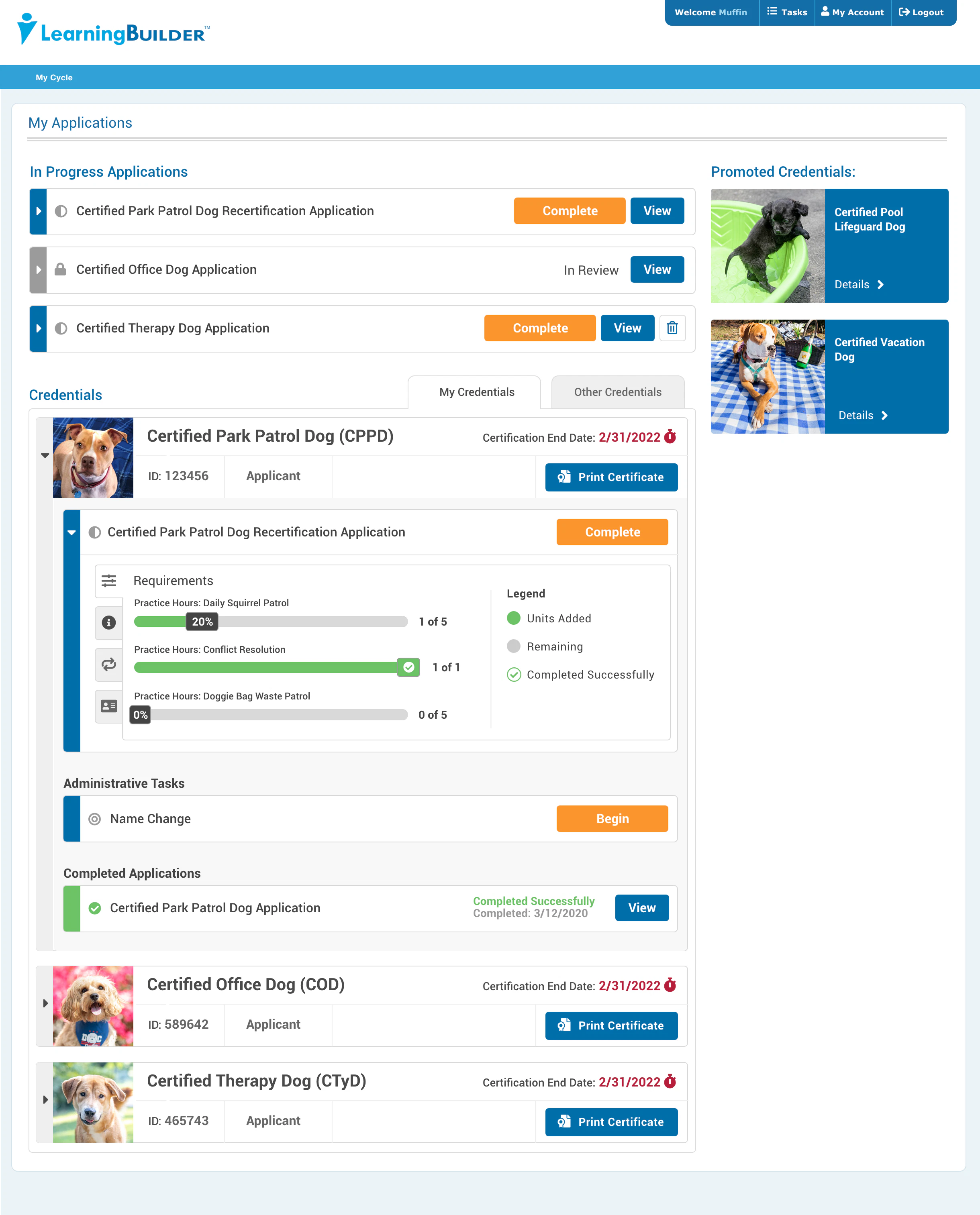 screenshot of LearningBuilder